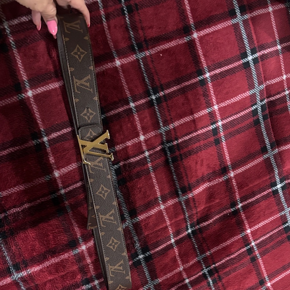 Louis Vuitton Brown Monogram Belt with Gold LV Buckle